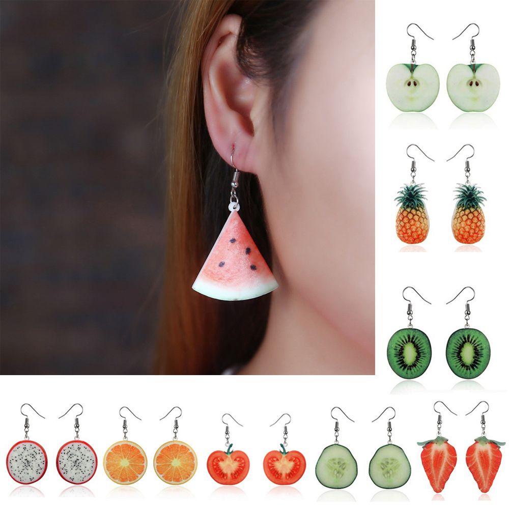 R-flower Fruit Earring Girl Hadiah Pesta Tomat Kiwi Jeruk Juntai