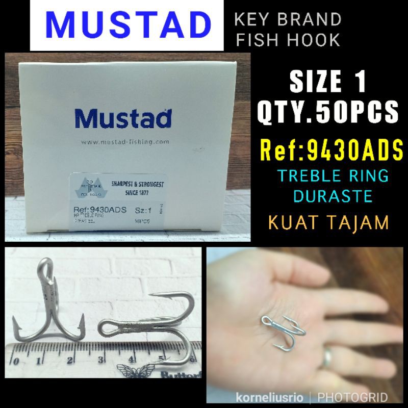 KAIL MUSTAD TREBLE HOOK SIZE 1 KAIL CABANG 3 KAIL TREBLE MUSTAD KAIL KUAT KAIL 3 CABANG KAIL MINNOW