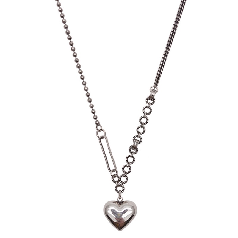 Korean Style Vintage Titanium Steel Heart Shaped Not Fade Women Necklace Clothing Accessories