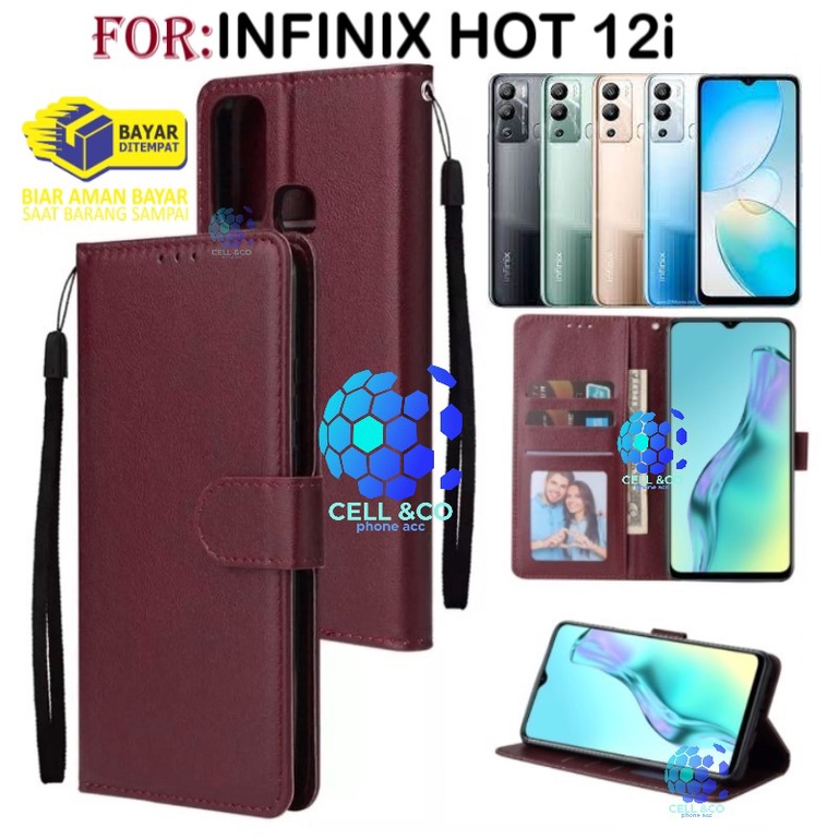 NEW INFINIX HOT 12i CASE FLIP LEATHER WALLET PREMIUM FLIP CASE BUKA TUTUP KESING HP CASING FLIP CASE WALLET INFINIX HOT 12i TERBARU