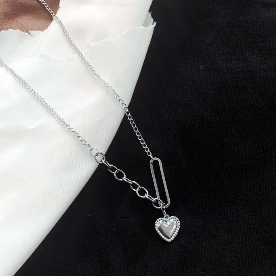 IFYOU Kalung Rantai Choker Desain Hati Warna Silver Gaya Korea Untuk Wanita