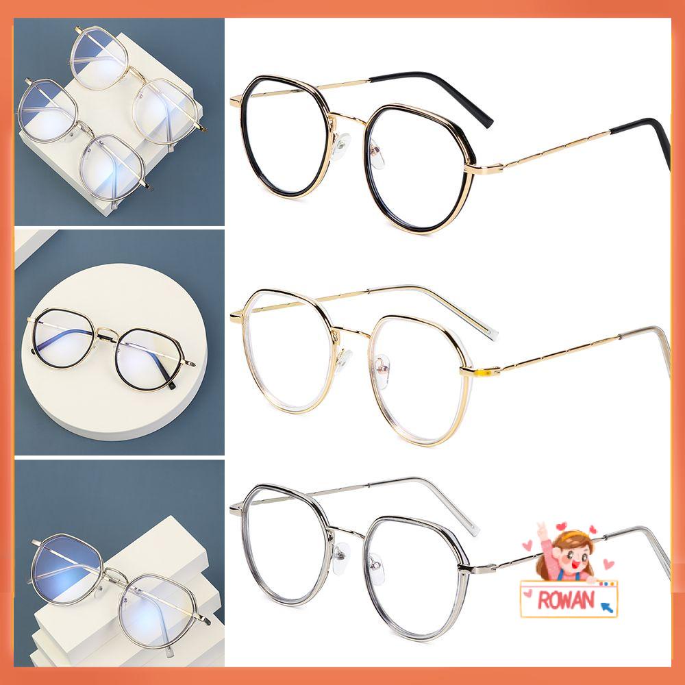 ❈ROWAN❈ Fashion Vintage Glasses Anti Radiation Retro Round Frame Myopia Eyeglasses Reduces Eye Strain Anti Blue Light Plain glasses Unisex Optical Eyewear/Multicolor