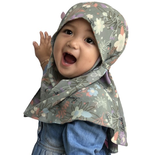 (RANDOM MOTIF) BERGO BAYI BATITA BALITA ANAK CHIFFON VINEY POLYCOTTON KHIMAR SIMPLE HIJAB JILBAB