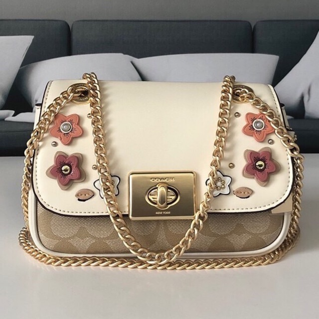 Coach 73057 Signature Floral Applique Mini Cassidy Light Khaki Multi