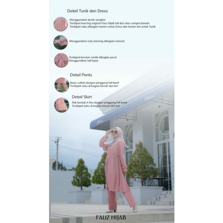 ONE SET & DRESS WANITA MUSLIMAH ONES SET & DRESS ADINDA BY FAUZ HIJAB BISA PILIH DRESS, ONE SET SKIR