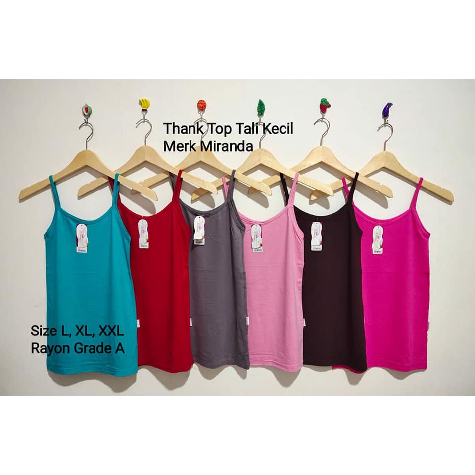 Miranda Tank Top Adem Nyaman model Tali Kecil   Size L - XXL Rayon Grade A