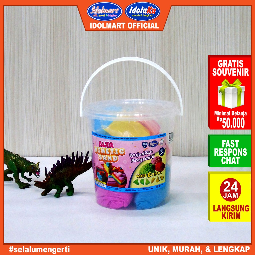 IDOLAKU Mainan Pasir Kinetik Ember 500gr/ Edukasi Kreatif Refill Pasir Ajaib