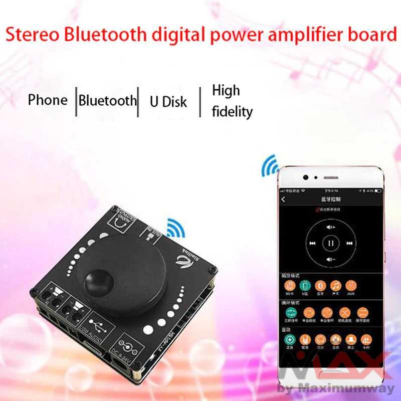 Bluetooth 5.0 Amplifier HiFi  Output 2 x 50W Input 5V 2A Ampli Blutut DIY untuk mengganti Ampli Speaker Aktif yang rusak Mini Bluetooth 5.0 50W+50W Wireless o Power Digital Amplifier Board Stereo Amp 3.5MM AUX USB APP