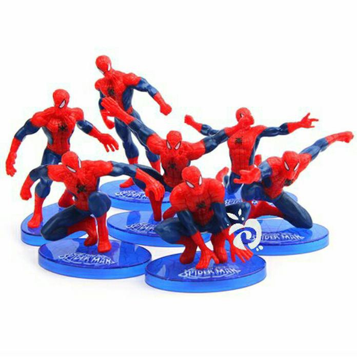 Figure Set Spiderman 1 Set Isi 7 Pcs / Topper Kue Spiderman