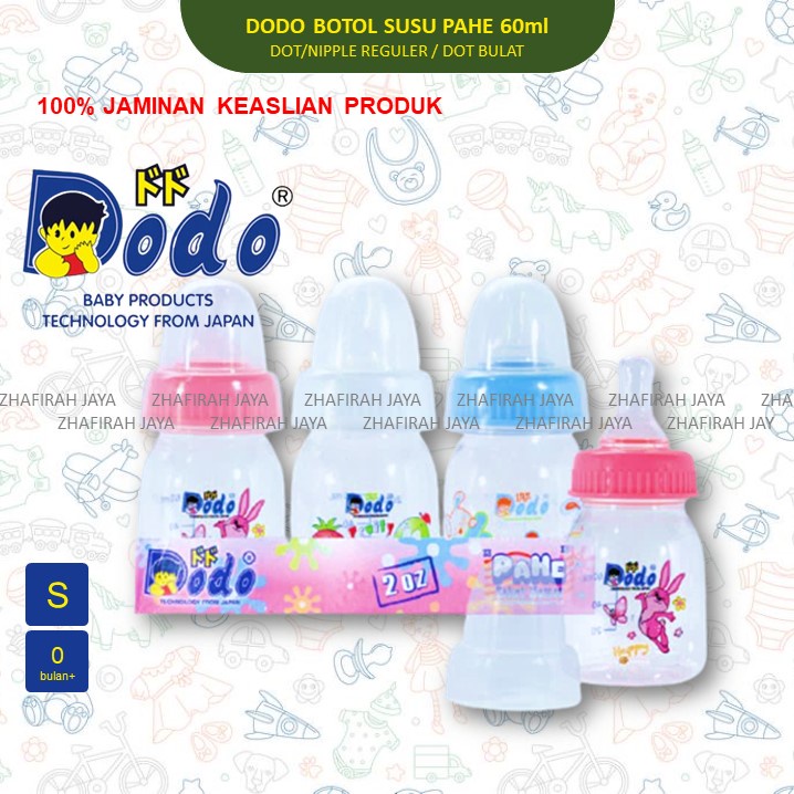 ❤ZJ❤ Botol SUSU DODO 60ml Dot Silicon Reguler Dot Bulat S - Botol Susu 60ml DODO PAHE Dot Silicon LSR S