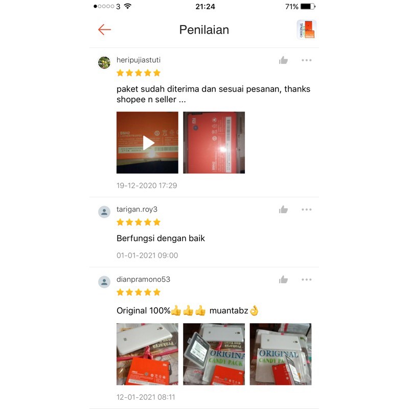 Baterai Original 100% Xiaomi Redmi Note 1 BM42 BM 42 Batre Batrai Battery HP ORI AWET