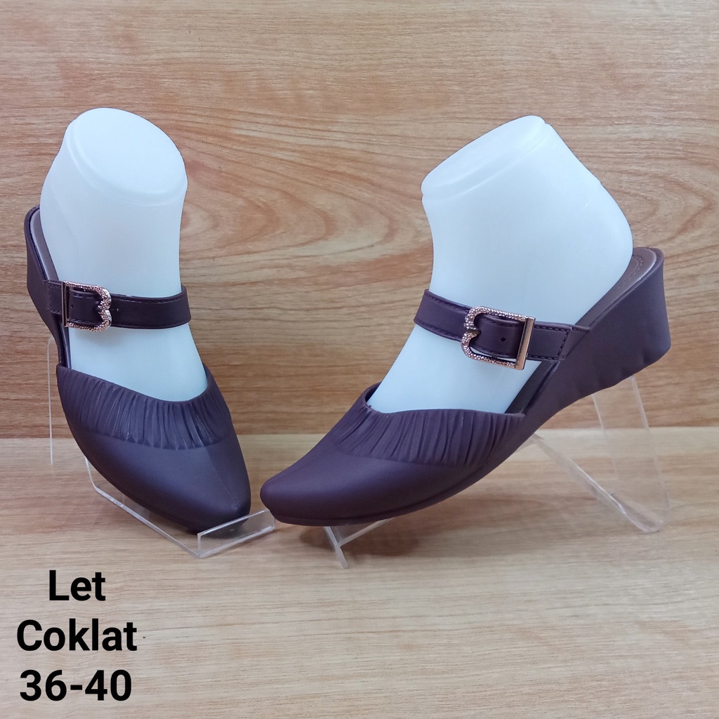 (COD) Sandal Selop Wanita Jelly Wedges Tali Tengah Porto LET