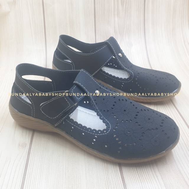 Sepatu Wanita Formal HITAM - Sepatu Dewasa - Sepatu Cewek - Sepatu Velcro - Sepatu Wanita Kerja