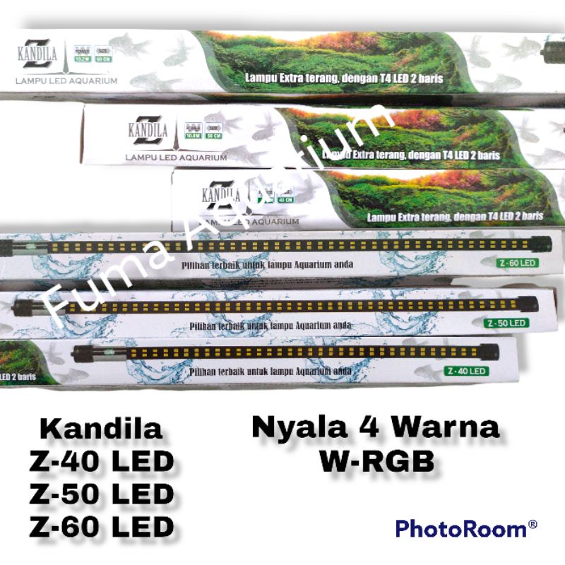 Lampu Celup Aquarium 50cm KANDILA Z-50 LED Extra Terang Dengan T4 Led 2 Baris Nyala wrgb dan putih polos