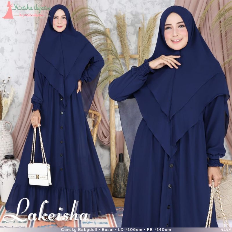 lakeisha syar'i / baju syari polos / syar'i polos elegan mewah / syari bahan ceruty babydoll