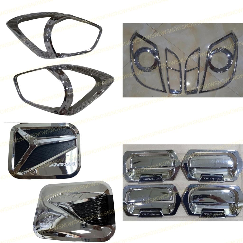 Paket Garnish Depan Belakang Outer Handle Tank Cover Agya Ayla TRD Hitam Chrome