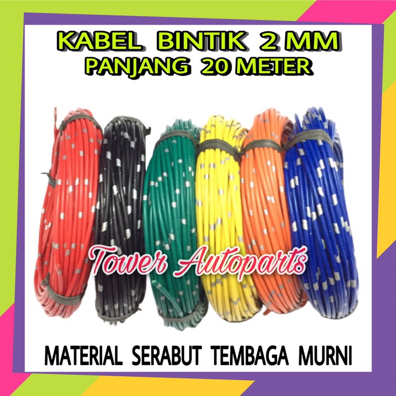 Kabel Bintik Roll 2 MM Untuk Body Mobil &amp; Motor Serabut Tembaga 20 Meter Kualitas Jepang