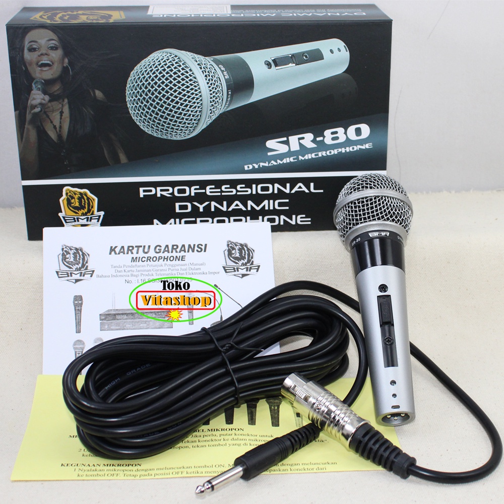 MICROPHONE BMA SR-80 MIC KABEL SUARA EMPUK MIK ASLI MIKROFON BERGARANSI