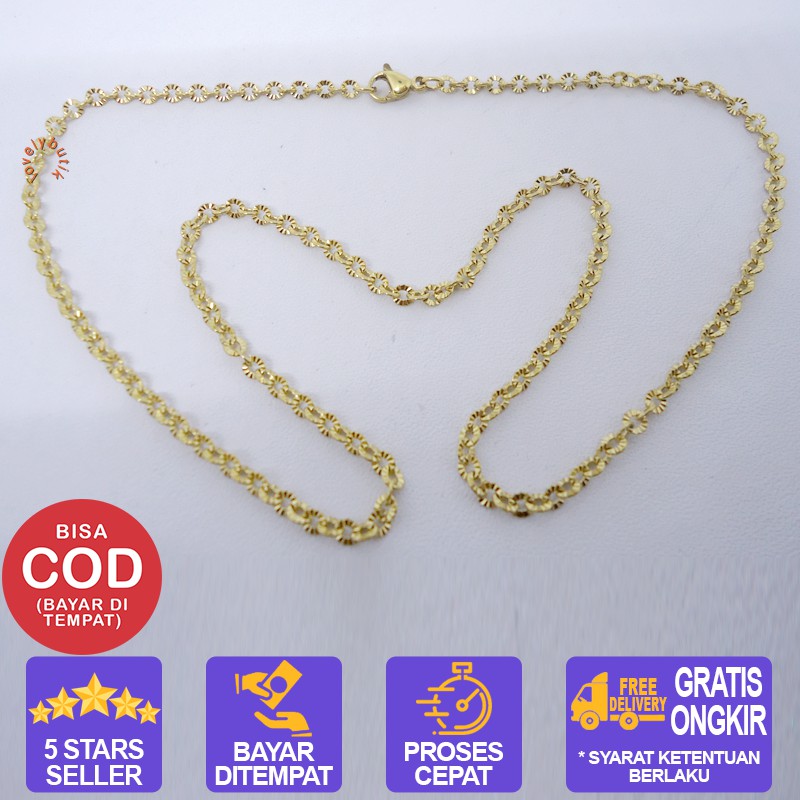 Lovelybutik Rantai Kalung Titanium Nori Donat GOLD ukuran 0,6 panjang 45cm