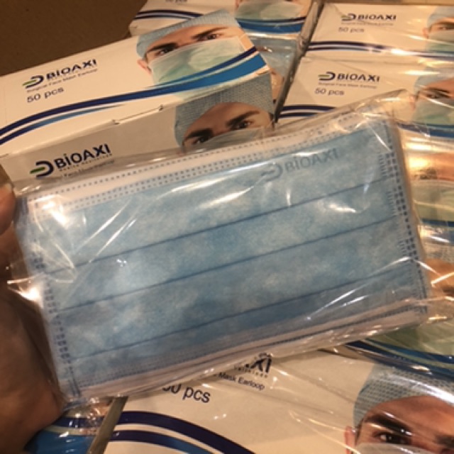 Ready! Surgical Mask Bioaxi 10pcs 3ply Earloop , ada ijin Kemenkes RI