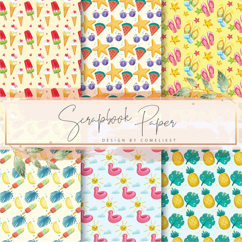 

KERTAS SCRAPBOOK MURAH/ SCRAPBOOK PAPER / CRAFT PAPER SET SIZE 20X20 - SUMMER #2