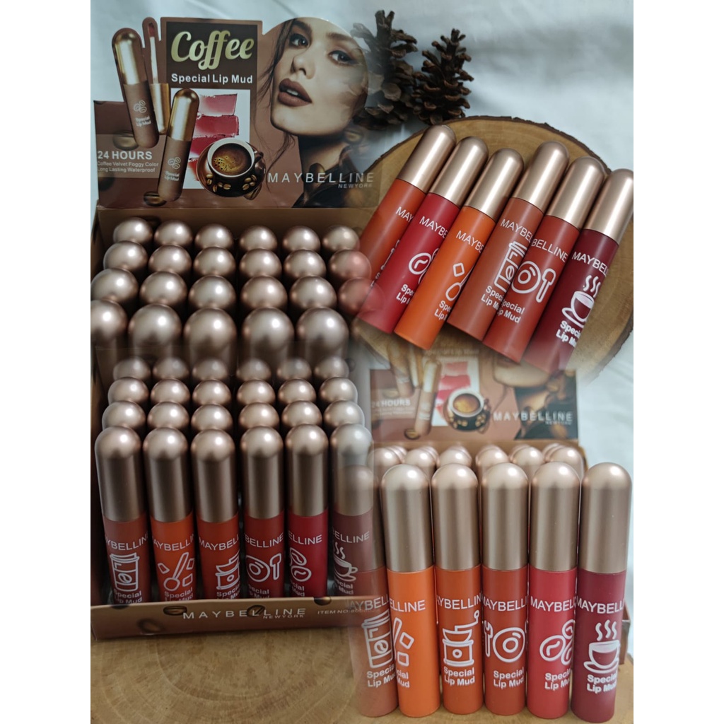 6 PCS/MATTE LIPCREAM MAYBELLINE COFFEE SPESIAL LIP MUD 806602B