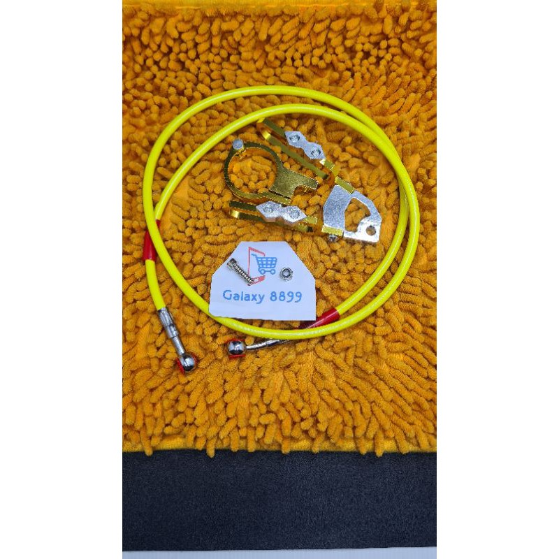 Selang Rem Depan 130CM + Kleman V jepitan selang rem Universal Kuning