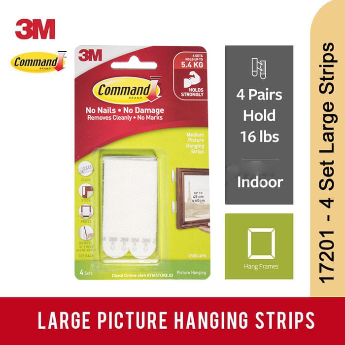 3M Command Hook Medium Picture Hanging Strips 5.4 KG 17201