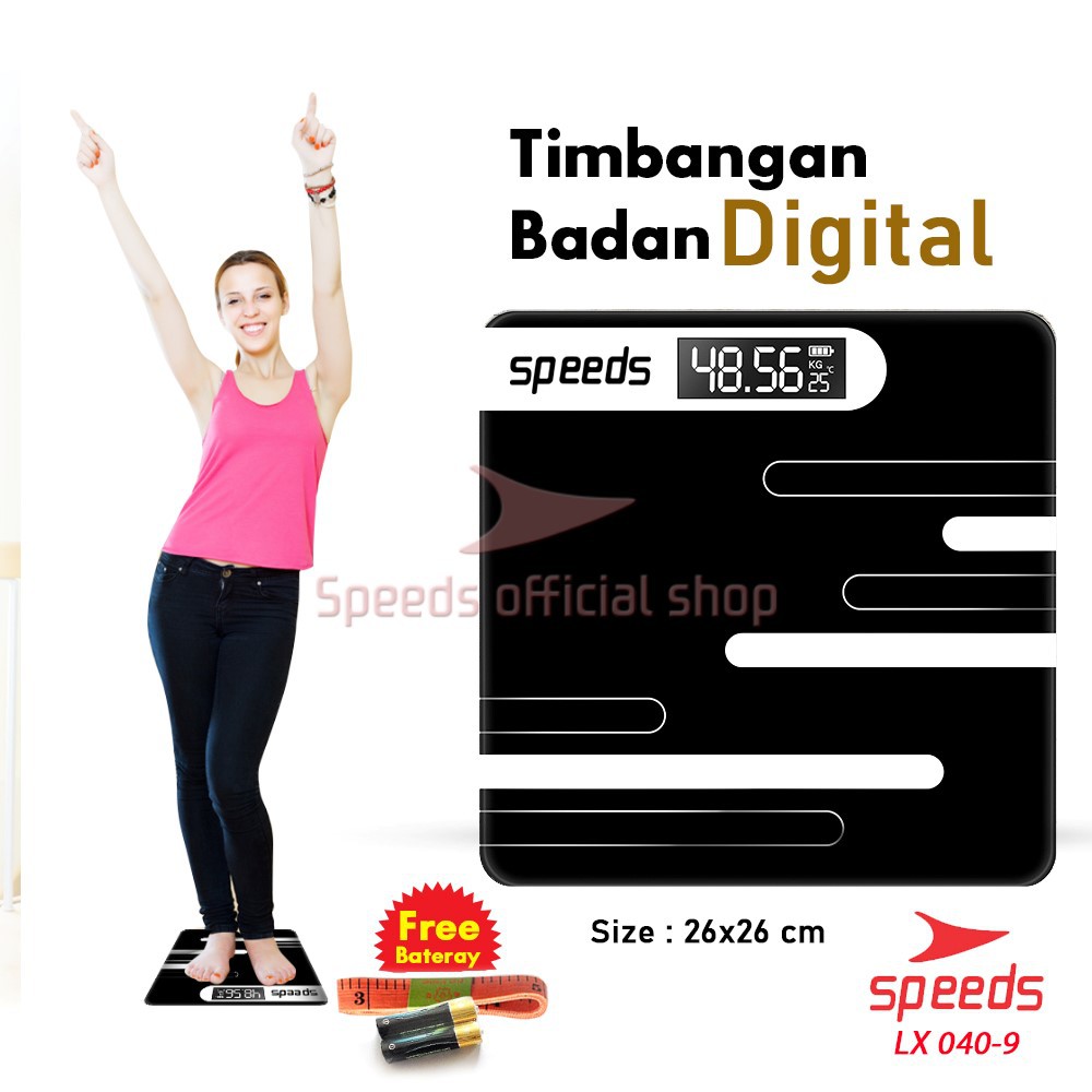 SPEEDS Timbangan Badan Digital 180kg scale kaca Berat Mini Max 040-9