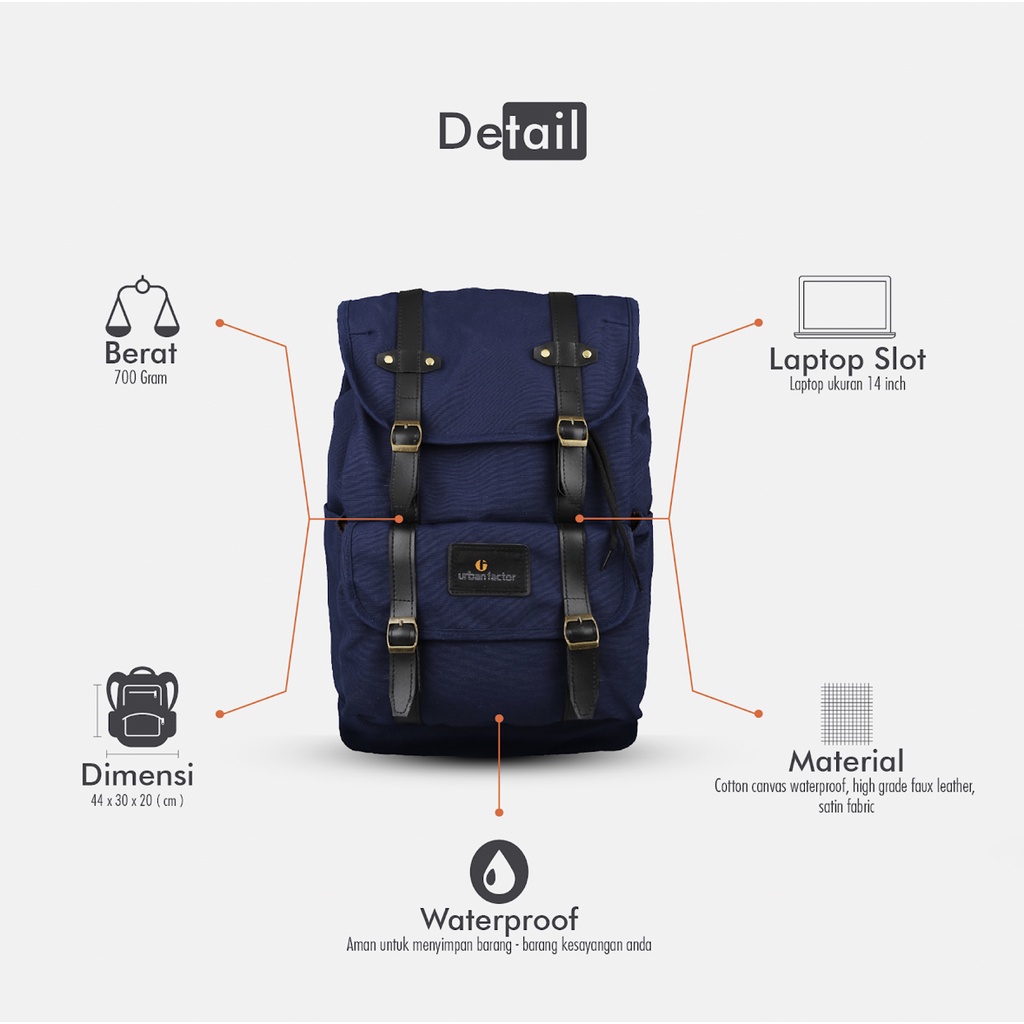 MIX UP NAVY |ManNeedMe x URBAN| Tas Ransel Pria Wanita Tas Backpack ORIGINAL