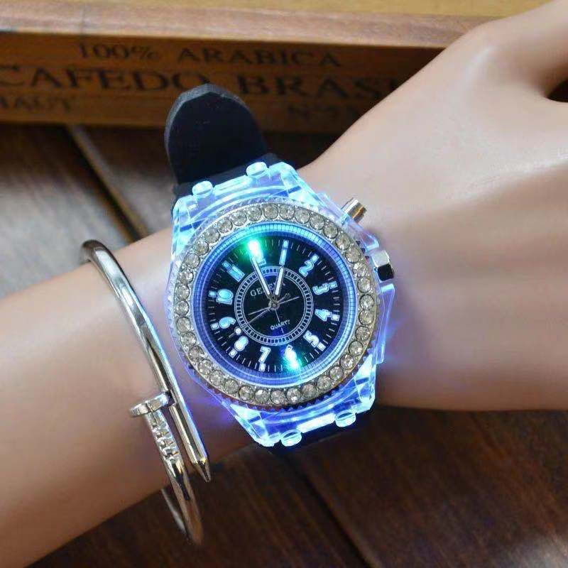 Rowling (Jam-37) Jam Tangan Geneva Jam Tangan Wanita Diamond Rhinestone LED Quartz Women Watch/Jam Tangan LED Import