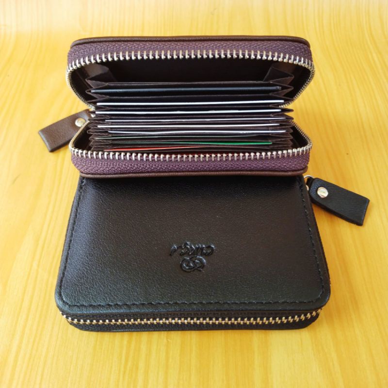 Dompet Kartu Model Resleting Lipat Tidur Kulit Impor Pria wanita