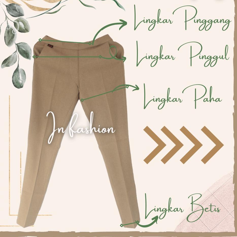 [PRODUK SLL9J] Celana Kerja Wanita Pinggang Karet Melar Big Size Super Jumbo Bahan Dasar Kain Katun 