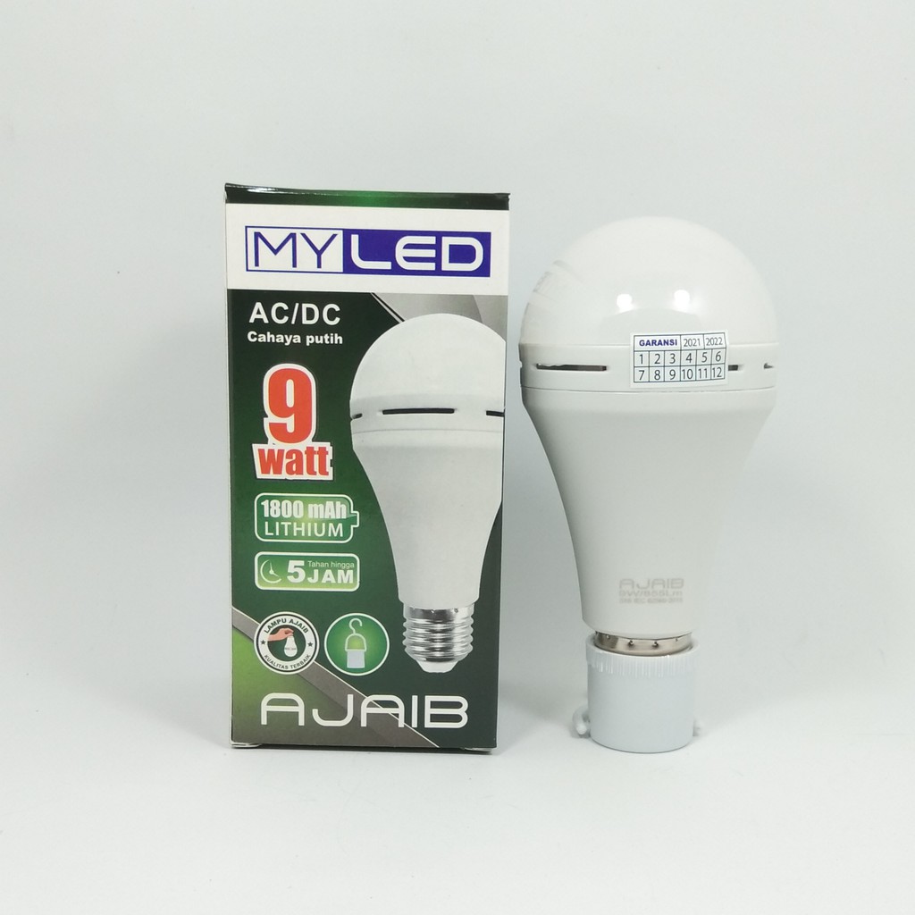 MYLED Ajaib Lampu LED Emergency AC/DC 9 Watt - Cahaya Putih