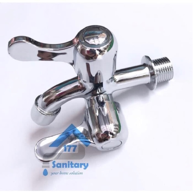 Kran Cabang Murah Engkol DB- Keran Air Double Mumer Kran Dua two way Shower kamr mandi Sanitary177