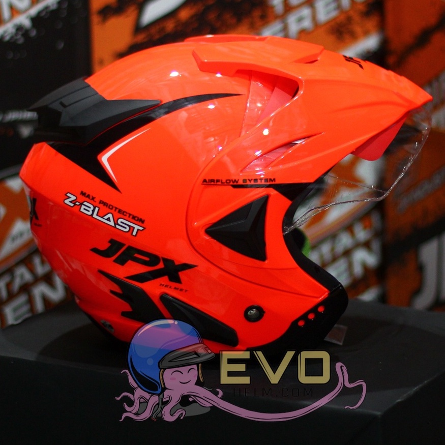 HELM JPX HALFFACE_JPX Z-BLAST - FLUO RED GLOSS ( ONGKIR 2KG) JPX HALFFACE JPX SEMICROSS JPX ZBLAST