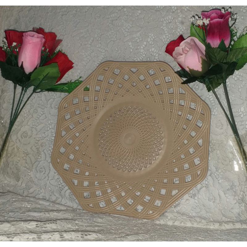 piring rotan plastik 1 lusin ( 12 pcs )