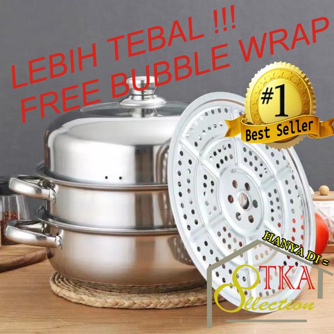 PERALATAN MASAK PANCI KUKUS 3 SUSUN STAINLESS DANDANG STEAMER PERALATAN DAPUR