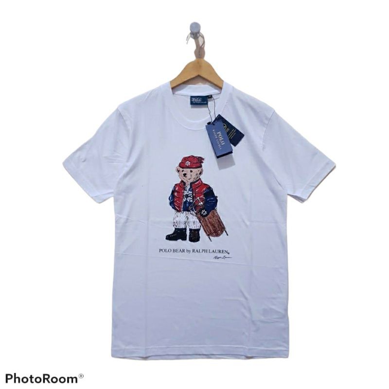 kaos T-shirt polo Bear white