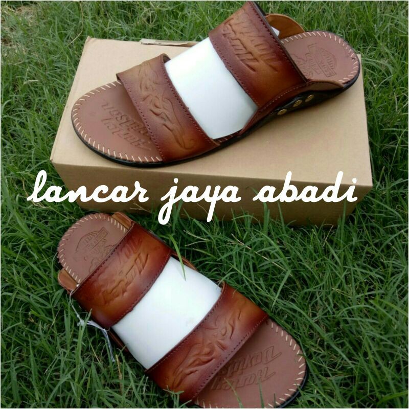 Sandal harley davitson ban dua coklat tua