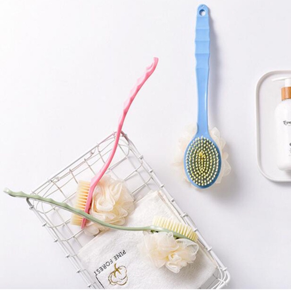 ❤GTB❤ Shower Puff + Sikat Gosok Punggung Gagang Panjang Spons Mandi 2 Sisi R657