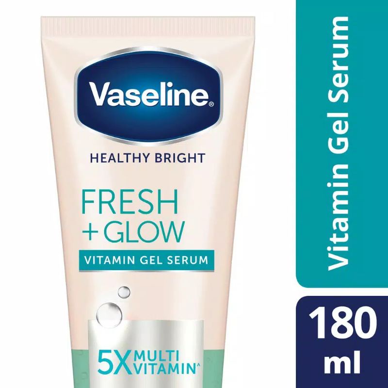 Vaseline Healty Bright Vitamin Gel Serum Fresh Glow 180Ml, Body Lotion Vaselin, Serum Kulit