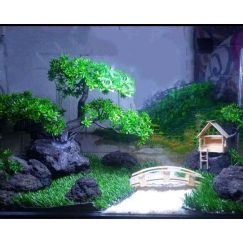 Jual Hardscape hiasan aquarium aquascape sintetis plastik tema bonsai