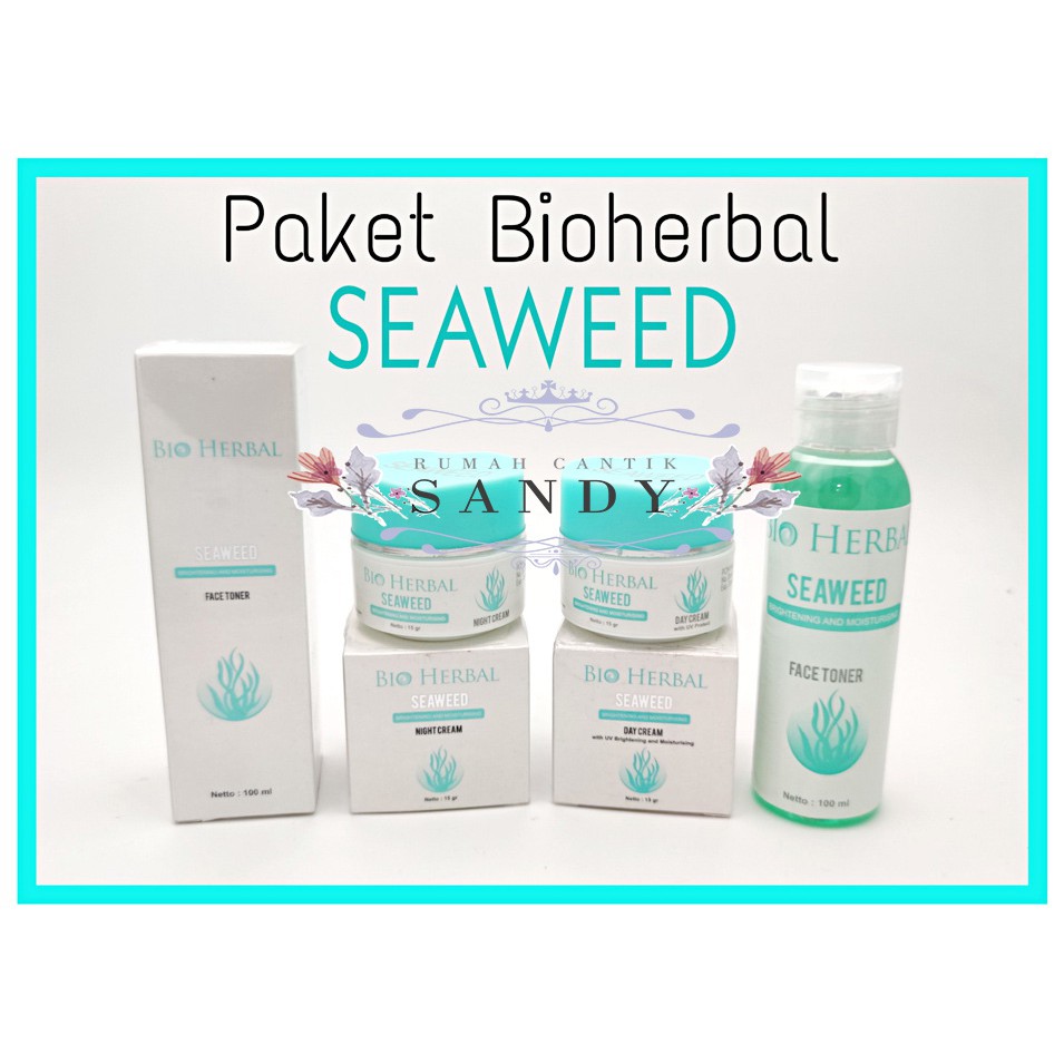 Paket 3 in1 Seaweed Bioherbal ~ Cream Siang + Cream Malam + Toner