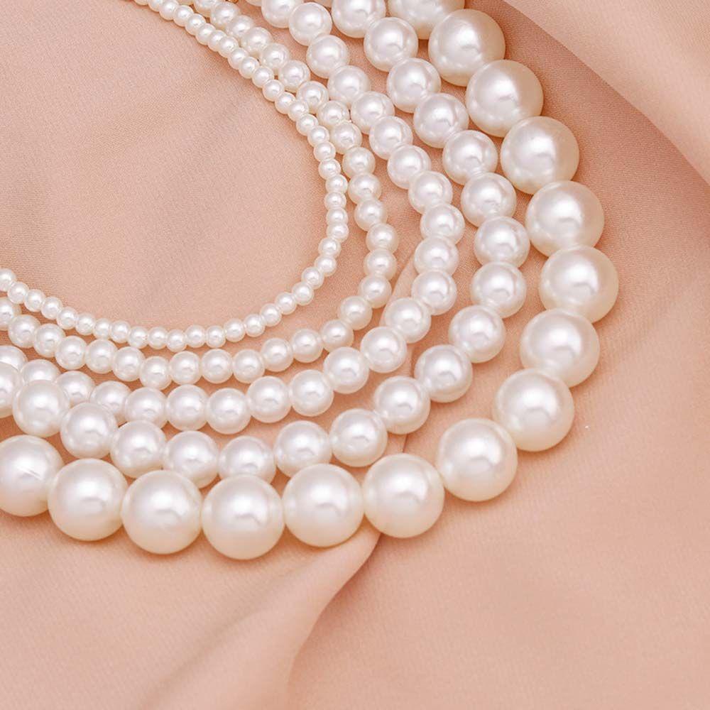 Agustina Mutiara Chokers Gadis Wanita Hadiah Pesta Mutiara Putih Fashion Perhiasan Bulat Choker Klavikula Rantai
