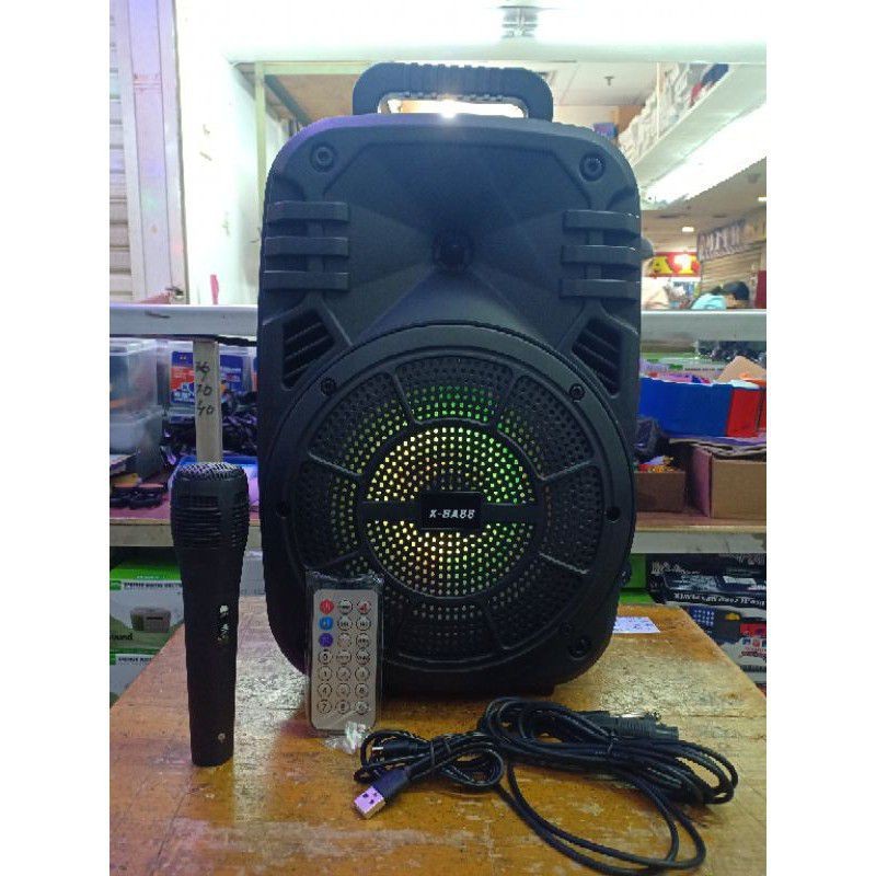 Speaker Bluetooth Karaoke FLECO F-8604LED/F-8609LED Gratis Microphone Suara Super Bass