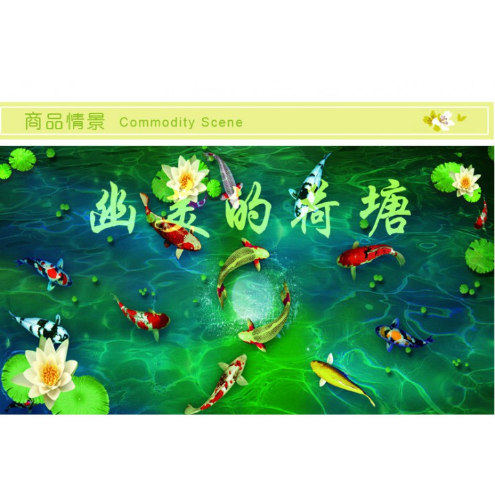 3D Wallpaper Sticker Dinding 90 x 60cm - WPP003 - Ikan Koi