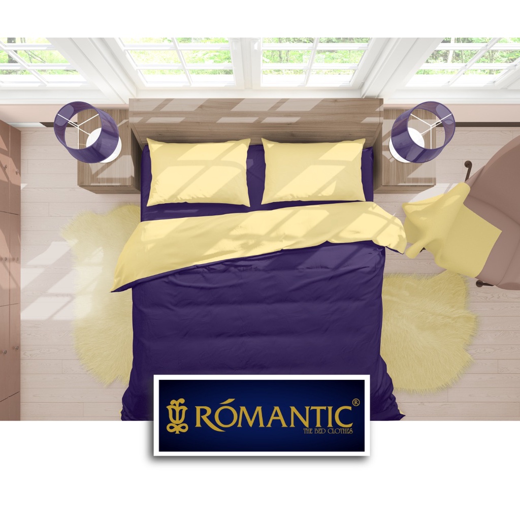 Two Tone Bedcover ROMANTIC Ungu x Kuning aesthetic Bandung