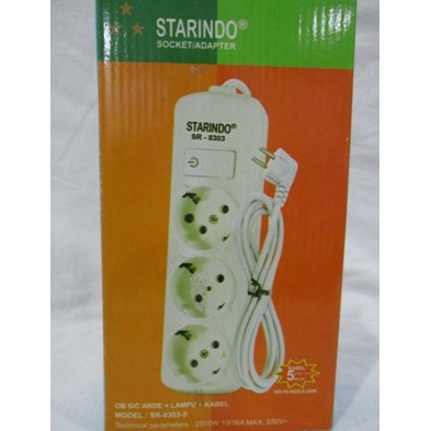 STARINDO SR-8303 OB S/C Arde 3 Hole+Lampu+Kabel 5m Max 16A Stopkontak