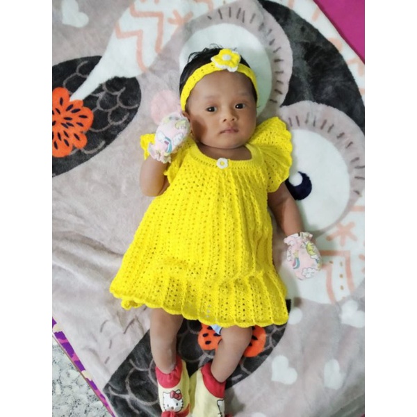 baby dress rajut set